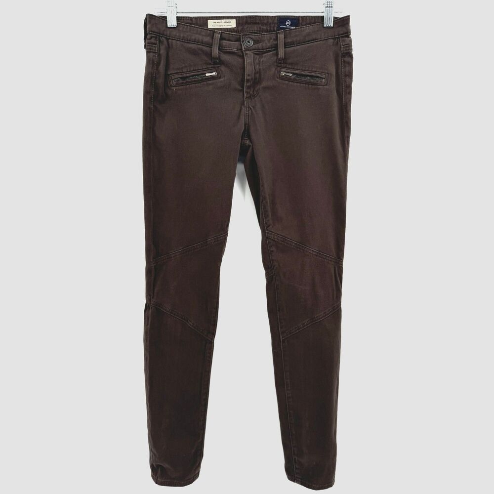 AG ADRIANO GOLDSCHMIED The Moto Zipper Legging Brown Skinny Pants Size 27